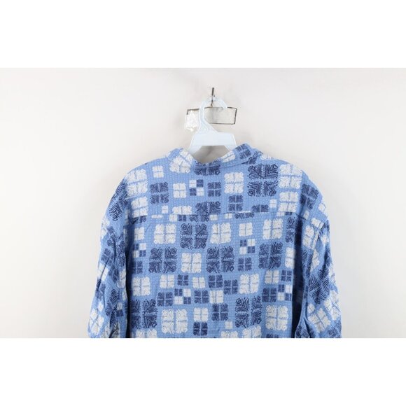 Nat Nast Luxury Originals Mens 2XL Silk Blend Geometric Hawaiian Button Shirt - Picture 11 of 12